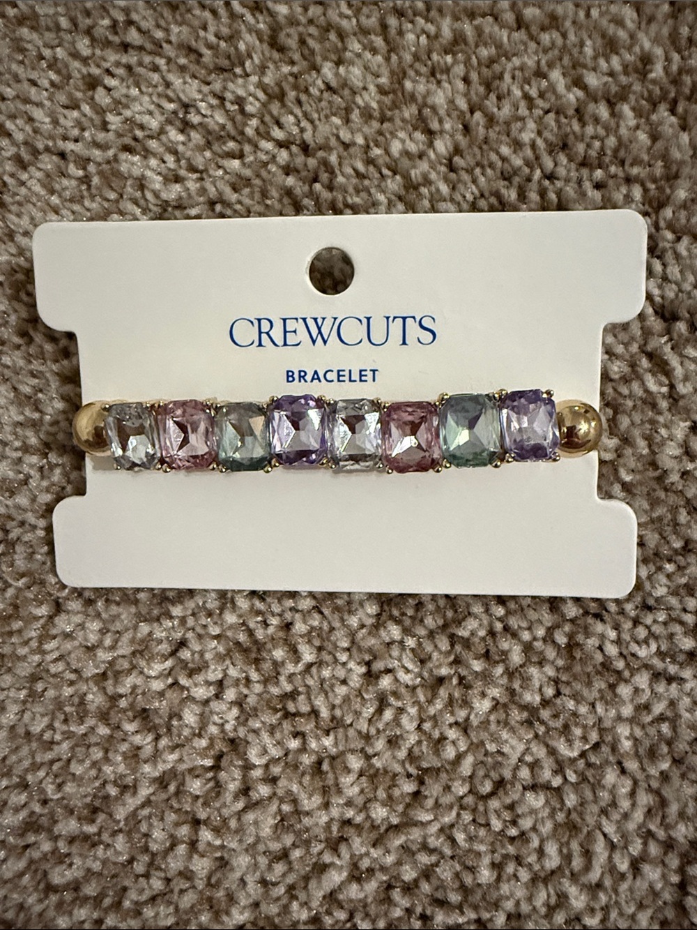Crewcuts Pastel Multi-Color Square-Stone Stretch Bracelet - Gold